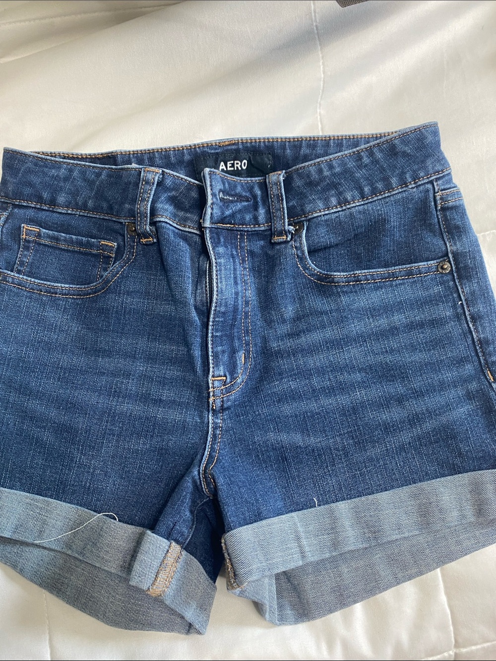 Aeropostale Dark Blue Rolled Cuff Denim Shorts